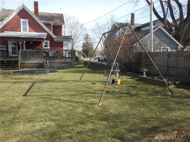 view of yard featuring a wooden deck