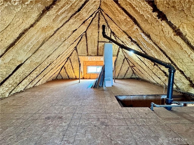 view of unfinished attic