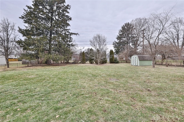 view of yard featuring a storage shed