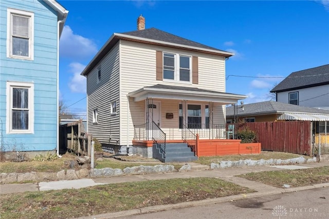 view of front property with covered porch