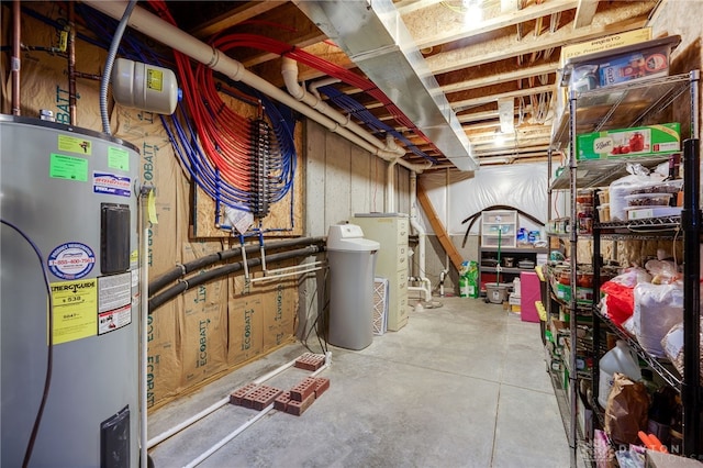 basement featuring water heater