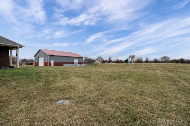 view of yard with a playground