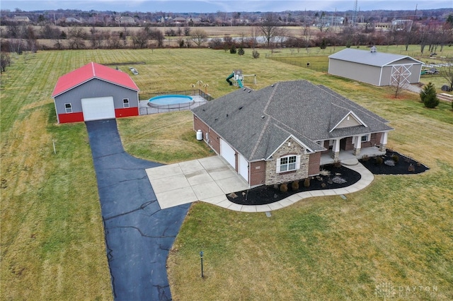 drone / aerial view featuring a rural view