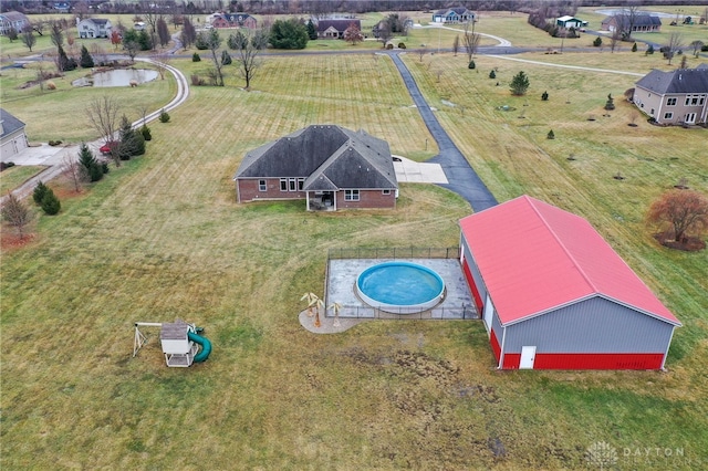 bird's eye view with a rural view