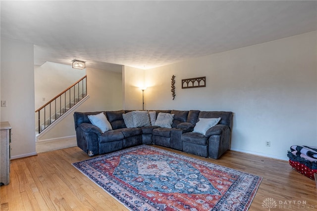 living room featuring light hardwood / wood-style floors