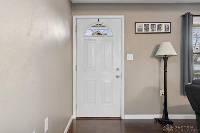 foyer entrance featuring dark hardwood / wood-style floors