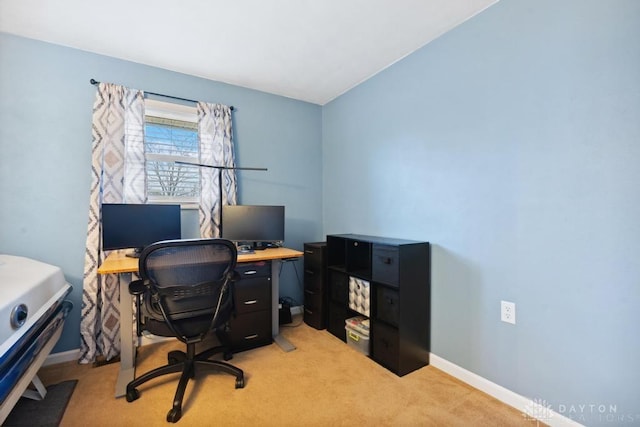 office area with light colored carpet