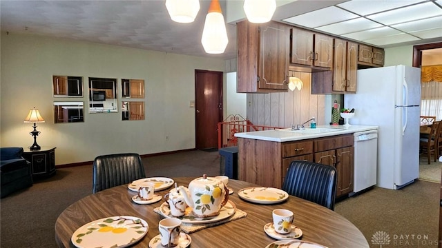 dining space with sink