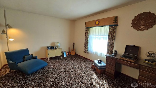 sitting room with dark carpet