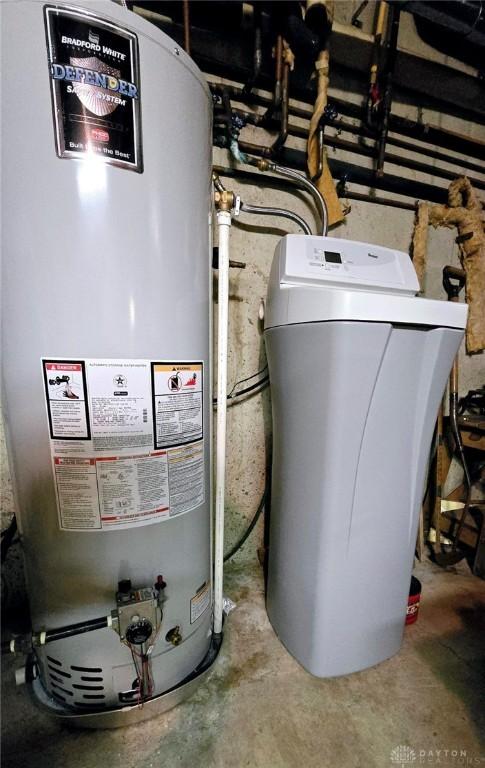 utility room featuring water heater