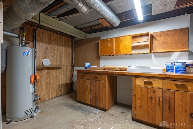 basement featuring gas water heater