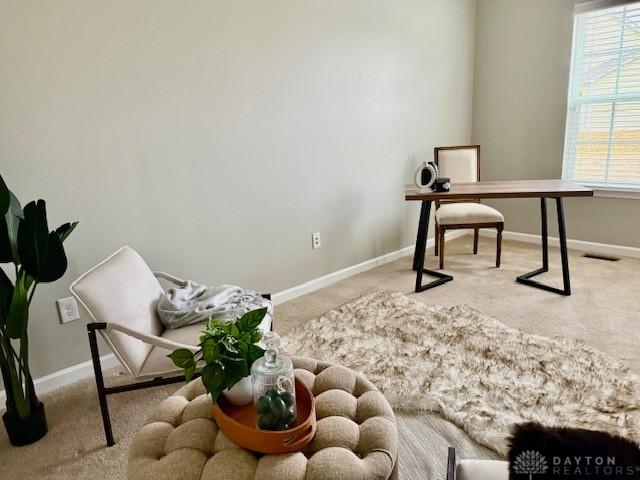 view of carpeted office space