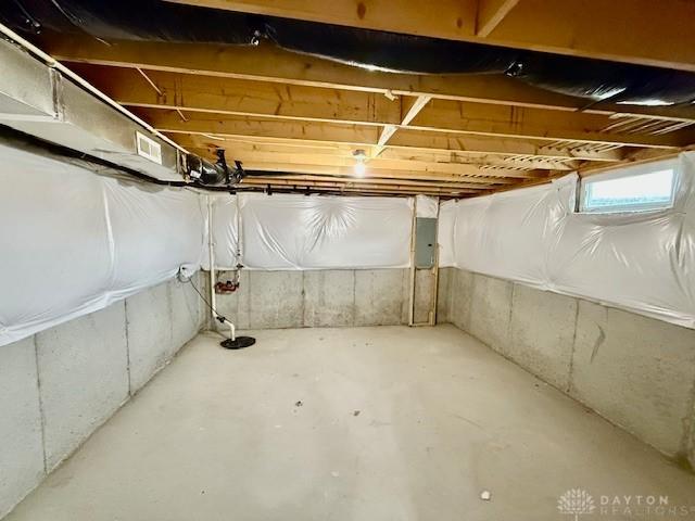 basement with electric panel