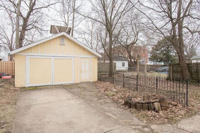 view of outbuilding featuring a garage