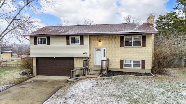 bi-level home with a garage