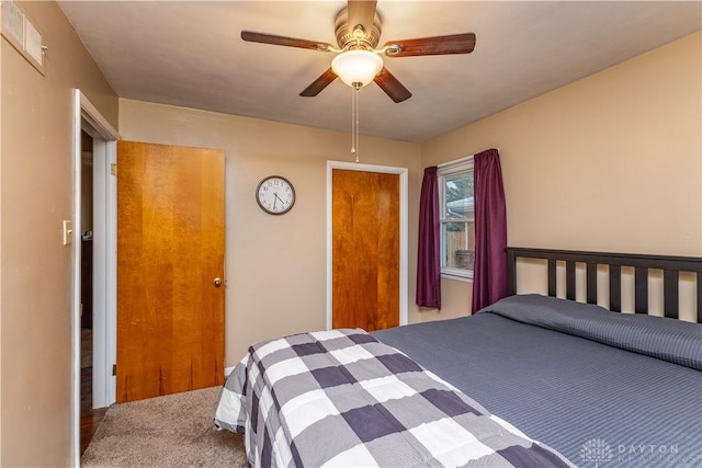 bedroom featuring ceiling fan