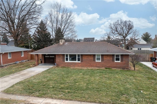 ranch-style home with a carport and a front yard