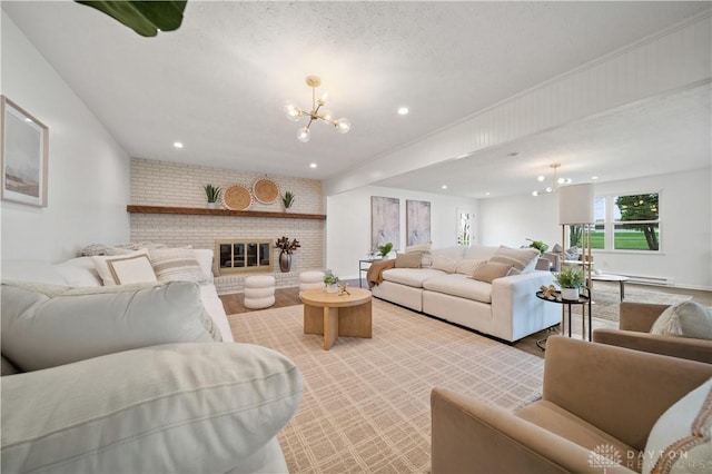 4260 Penny Pike, German Twp, OH 45502 - living room with a chandelier, baseboard heating, and recessed lighting
