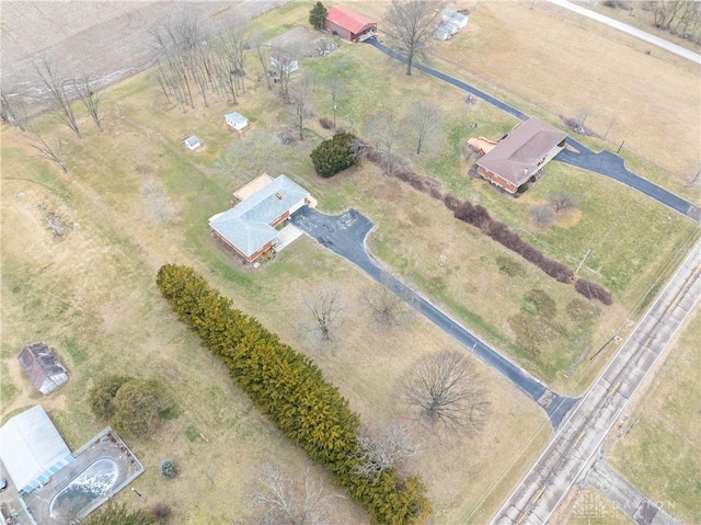 aerial view with a rural view