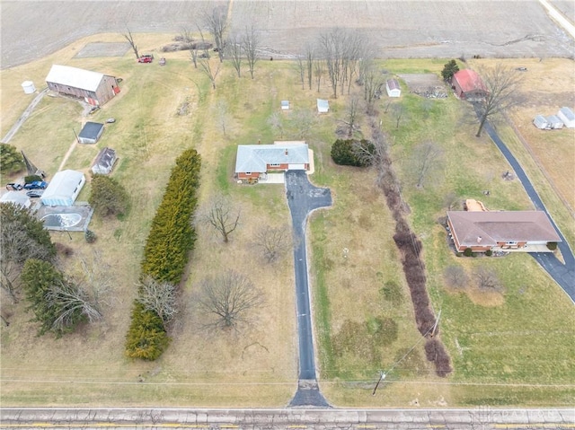 aerial view featuring a rural view