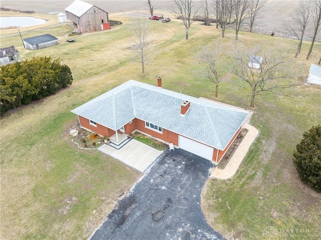 drone / aerial view featuring a rural view