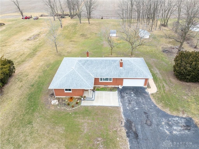 drone / aerial view with a rural view