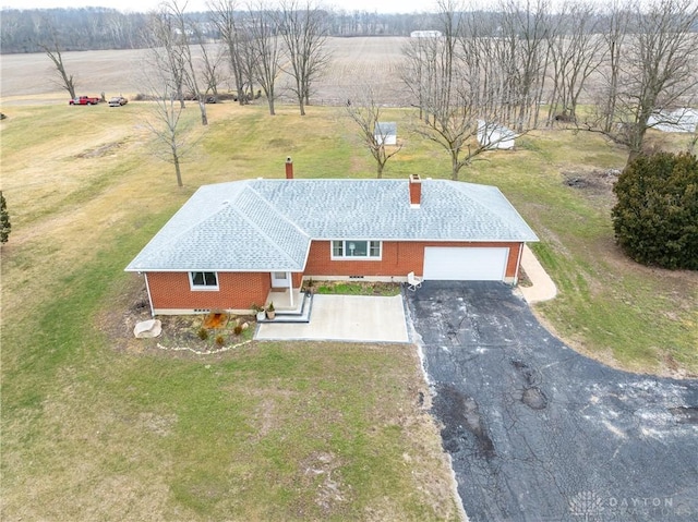 drone / aerial view featuring a rural view