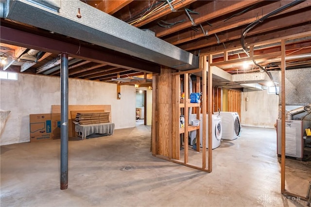 basement with washer and dryer