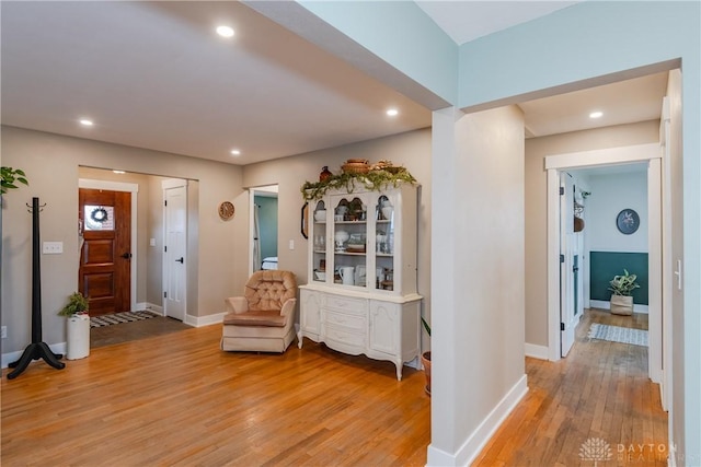 interior space with light hardwood / wood-style floors