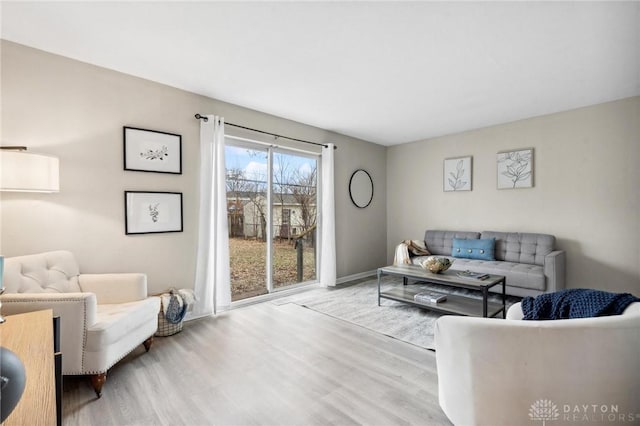 living room featuring light wood-type flooring