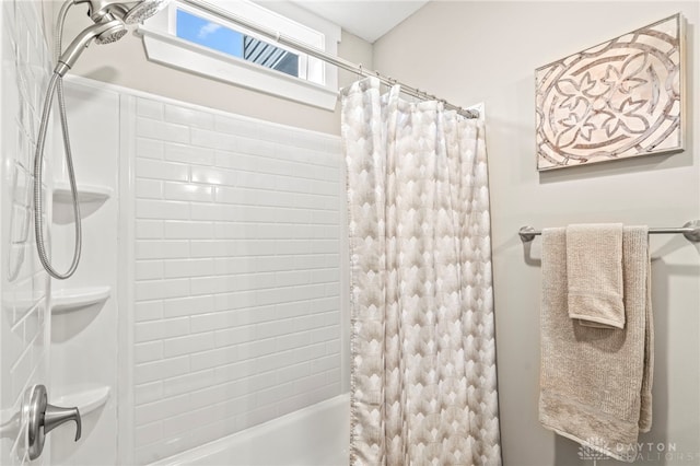 full bathroom with shower / bath combo