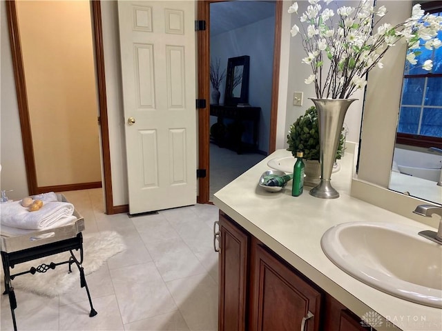 bathroom featuring vanity and tile patterned flooring