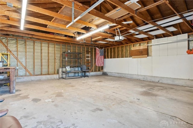 garage with a garage door opener