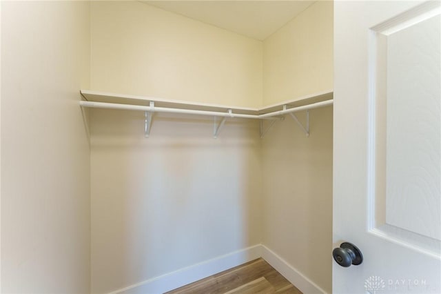 walk in closet featuring hardwood / wood-style floors