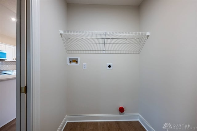 2220 Tandem Dr, Xenia, OH 45385 - clothes washing area with washer hookup, dark wood-type flooring, and hookup for an electric dryer