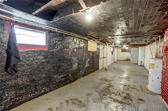 basement with water heater