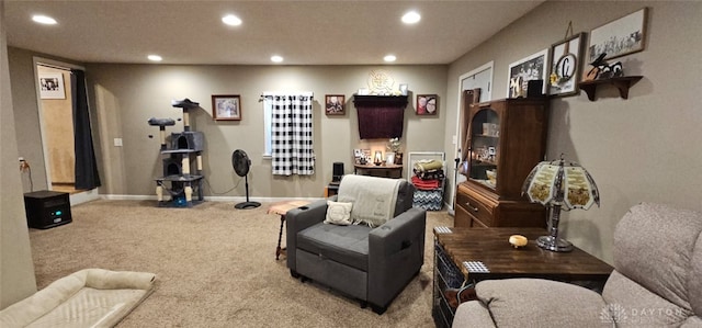 living area with carpet floors