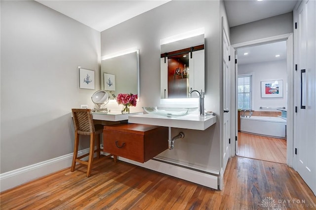 bathroom featuring hardwood / wood-style flooring