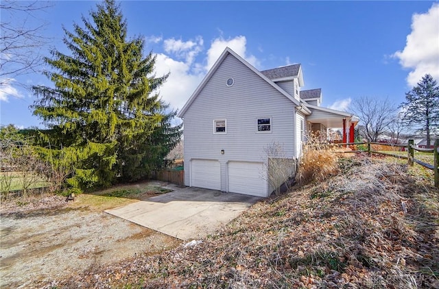 view of home's exterior featuring a garage