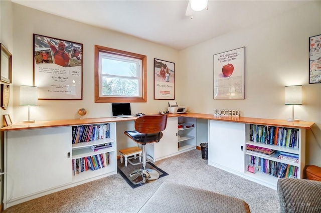 view of carpeted home office