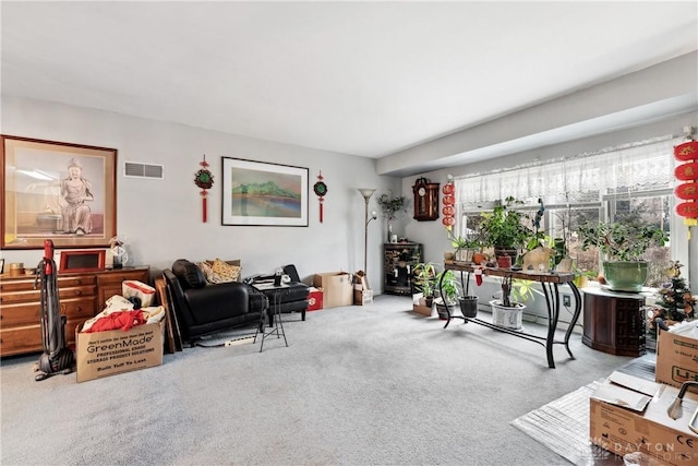 living room featuring carpet flooring