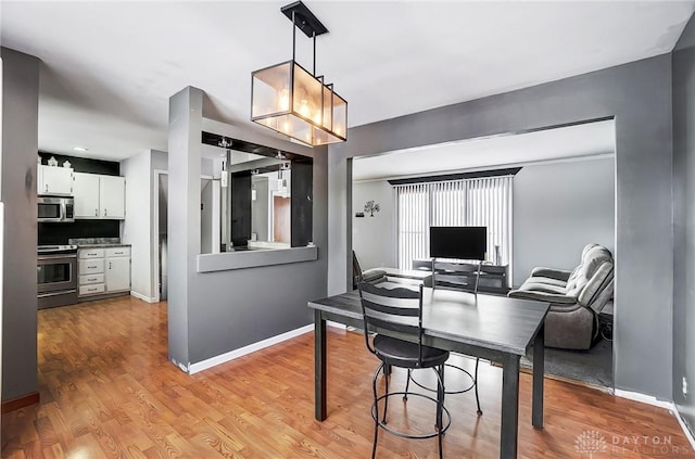 dining room with light hardwood / wood-style flooring