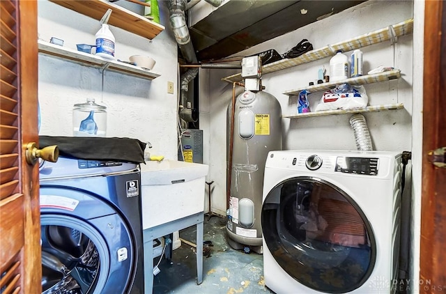 laundry area with washer / dryer and electric water heater