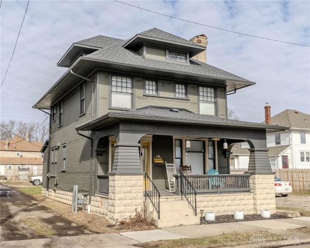 view of front of home featuring covered porch