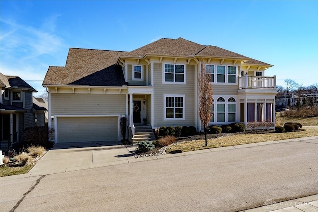 view of front of home with a balcony