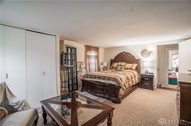 bedroom featuring carpet floors and a closet