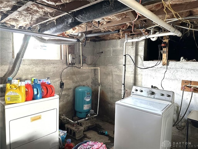 laundry room with independent washer and dryer