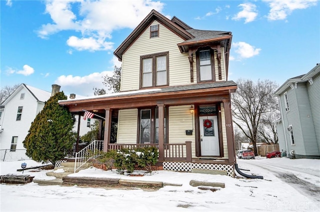 view of front facade featuring covered porch