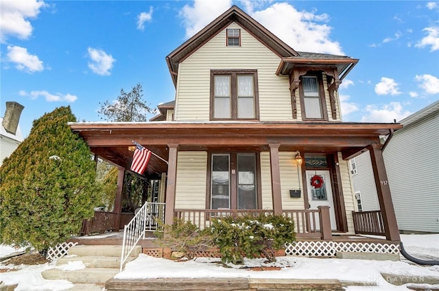 view of front of property with covered porch