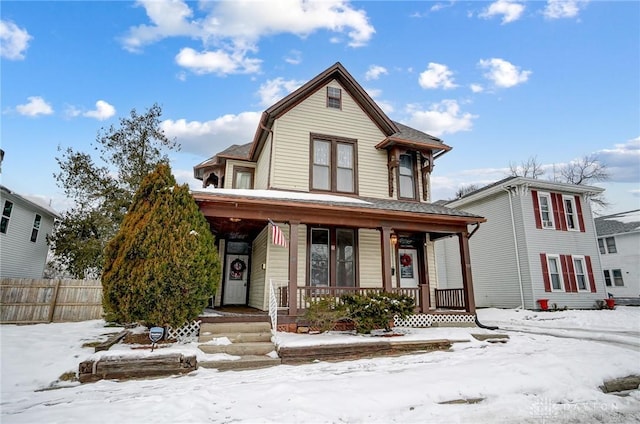 view of front property with covered porch